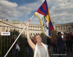 FRANCESCA VON HABSBURG AT THE VISIT OF THE DALAI LAMA1 IN FRONT OF THE VIENNISE HOFBURG   VIENNA2012